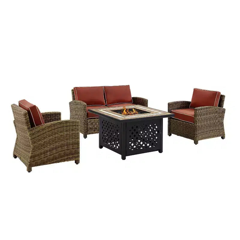 Ensemble de foyer extérieur en acier Bradenton 4 pièces – Sanzelize Design