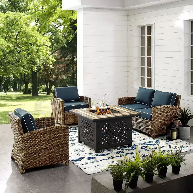 Ensemble de foyer extérieur en acier Bradenton 4 pièces – Sanzelize Design