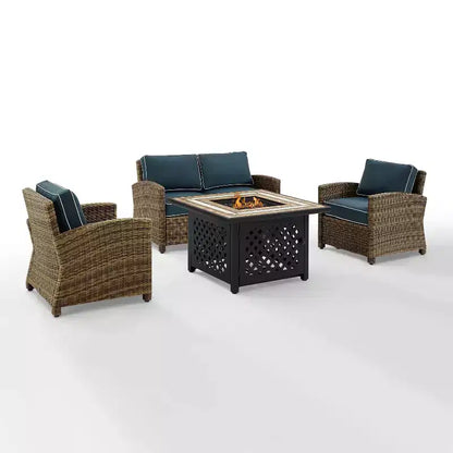 Ensemble de foyer extérieur en acier Bradenton 4 pièces – Sanzelize Design