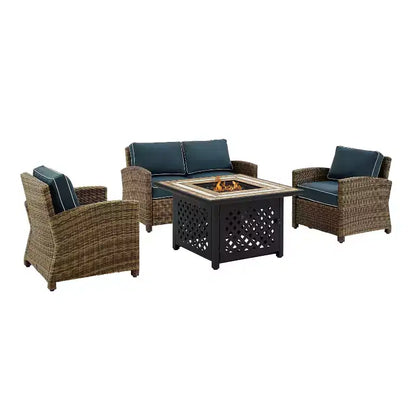 Ensemble de foyer extérieur en acier Bradenton 4 pièces – Sanzelize Design
