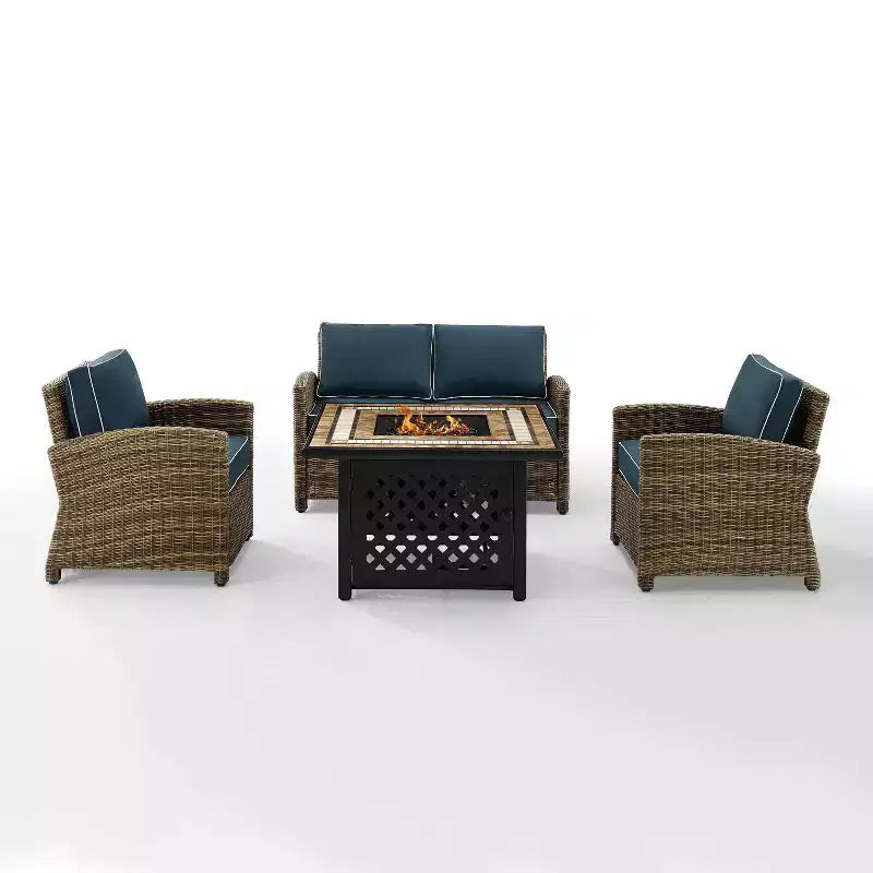 Ensemble de foyer extérieur en acier Bradenton 4 pièces – Sanzelize Design