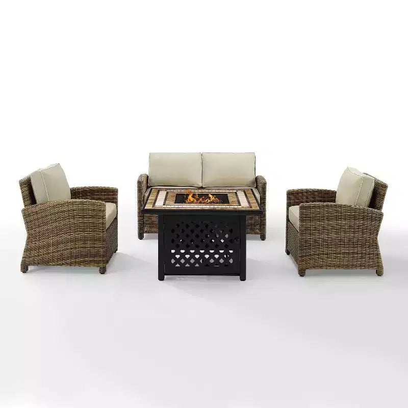 Ensemble de foyer extérieur en acier Bradenton 4 pièces – Sanzelize Design