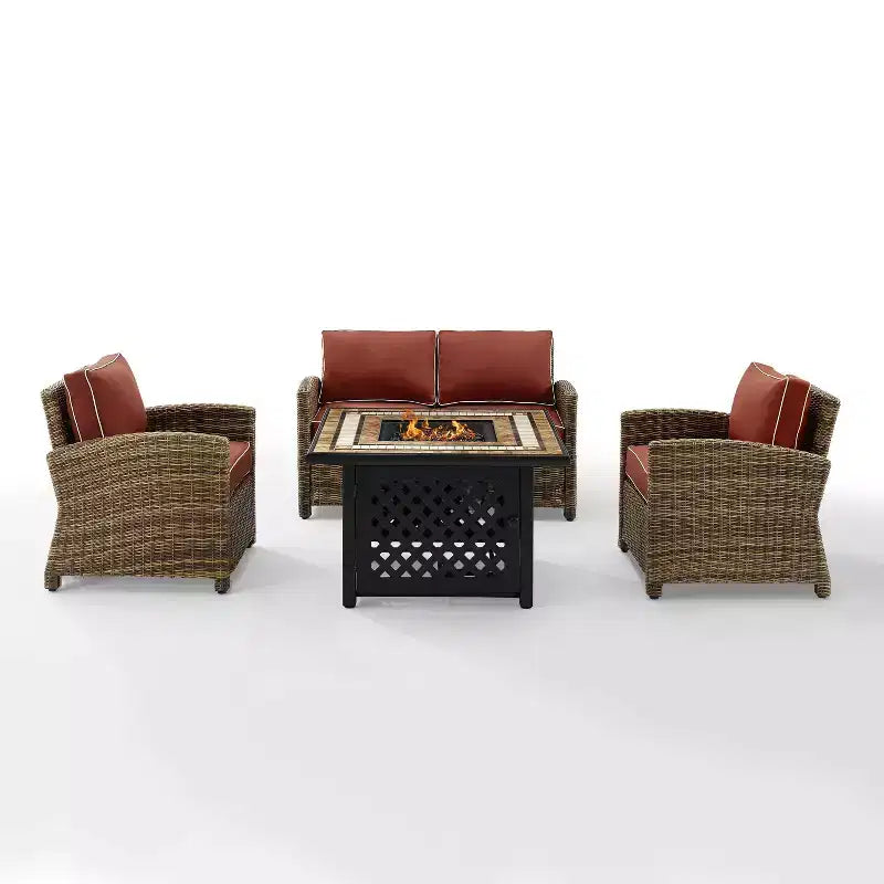 Ensemble de foyer extérieur en acier Bradenton 4 pièces – Sanzelize Design