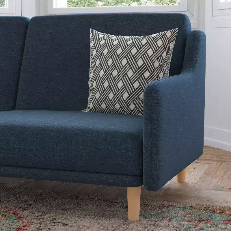 Delphine Canapé-Lit Futon Convertible Premium avec Dossier Inclinable, Accoudoirs Courbés et Pieds en Bois Massif – Sanzelize Design