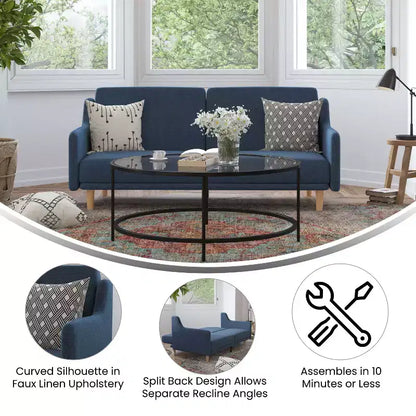 Delphine Canapé-Lit Futon Convertible Premium avec Dossier Inclinable, Accoudoirs Courbés et Pieds en Bois Massif – Sanzelize Design
