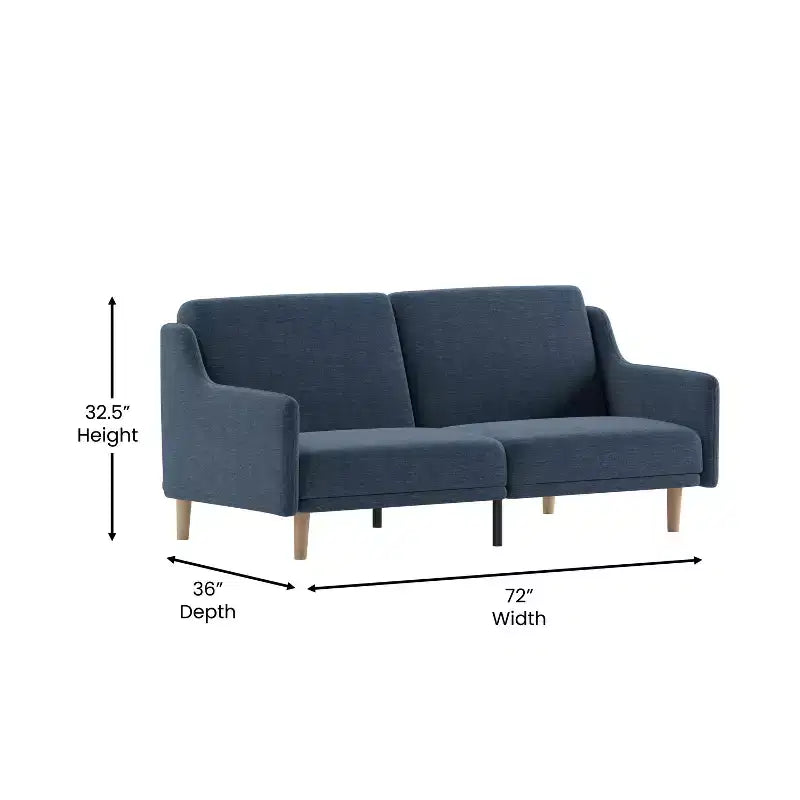 Delphine Canapé-Lit Futon Convertible Premium avec Dossier Inclinable, Accoudoirs Courbés et Pieds en Bois Massif – Sanzelize Design