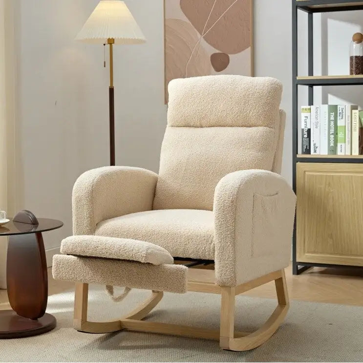 Fauteuil à bascule rembourré moderne de 75 cm de hauteur avec dossier haut – Sanzelize Design