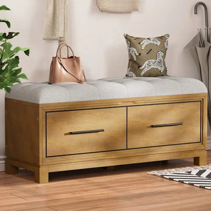Banc à chaussures avec coussin amovible et rangement dissimulé pour l'entrée et le salon – Sanzelize Design