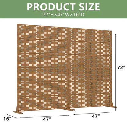 Cloison de séparation marron en acier galvanisé, 183 x 119 cm, paravent double face antirouille en 6 pièces – Sanzelize Design