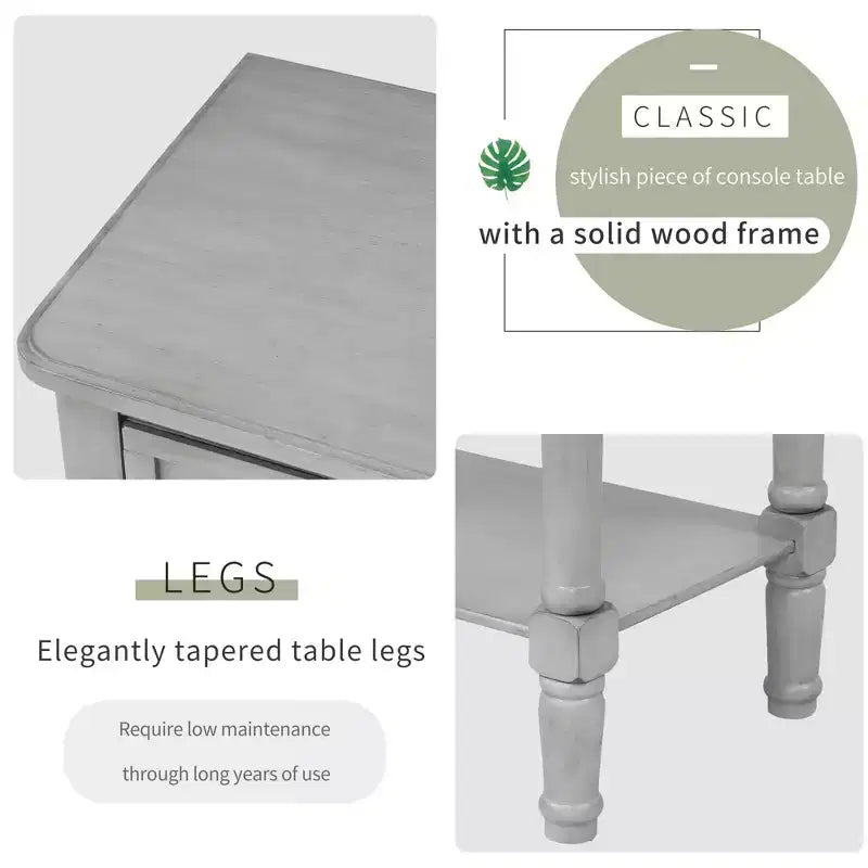 Console étroite de 60 cm avec 3 tiroirs et étagère, table d'appoint pour petite entrée ou salon – Sanzelize Design