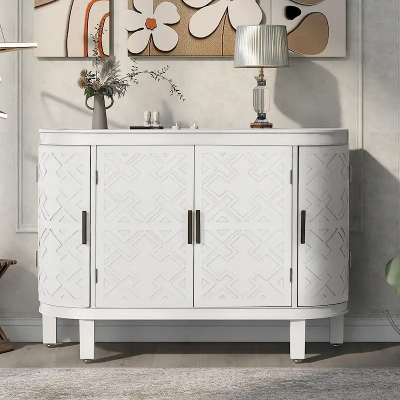 Meuble de rangement d'appoint, buffet en bois avec portes à motif ancien pour couloir, entrée, salon, chambre – Sanzelize Design