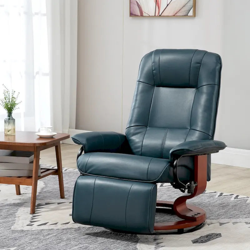 Fauteuil inclinable manuel pivotant en similicuir avec repose-pieds confortable et relaxant – Sanzelize Design