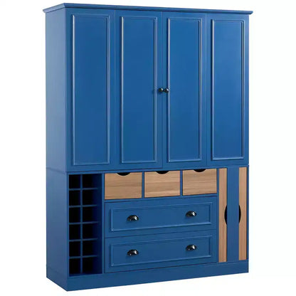 Garde-manger de cuisine autoportant de 180 cm de haut, grand buffet de salle à manger avec 4 portes pliantes, étagères – Sanzelize Design