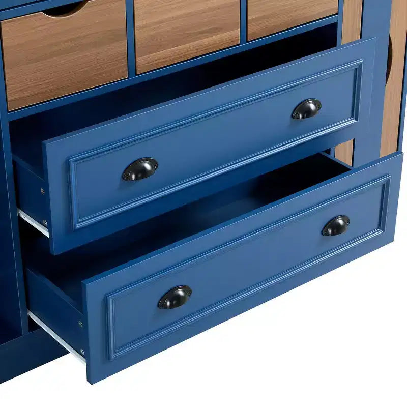 Garde-manger de cuisine autoportant de 180 cm de haut, grand buffet de salle à manger avec 4 portes pliantes, étagères – Sanzelize Design