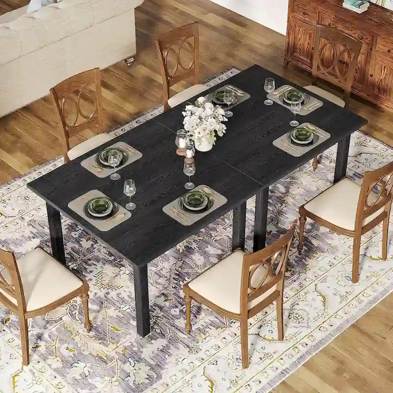 Table à manger carrée de 100 cm pour 2-4 personnes avec pieds en bois massif pour salon et salle à manger – Sanzelize Design