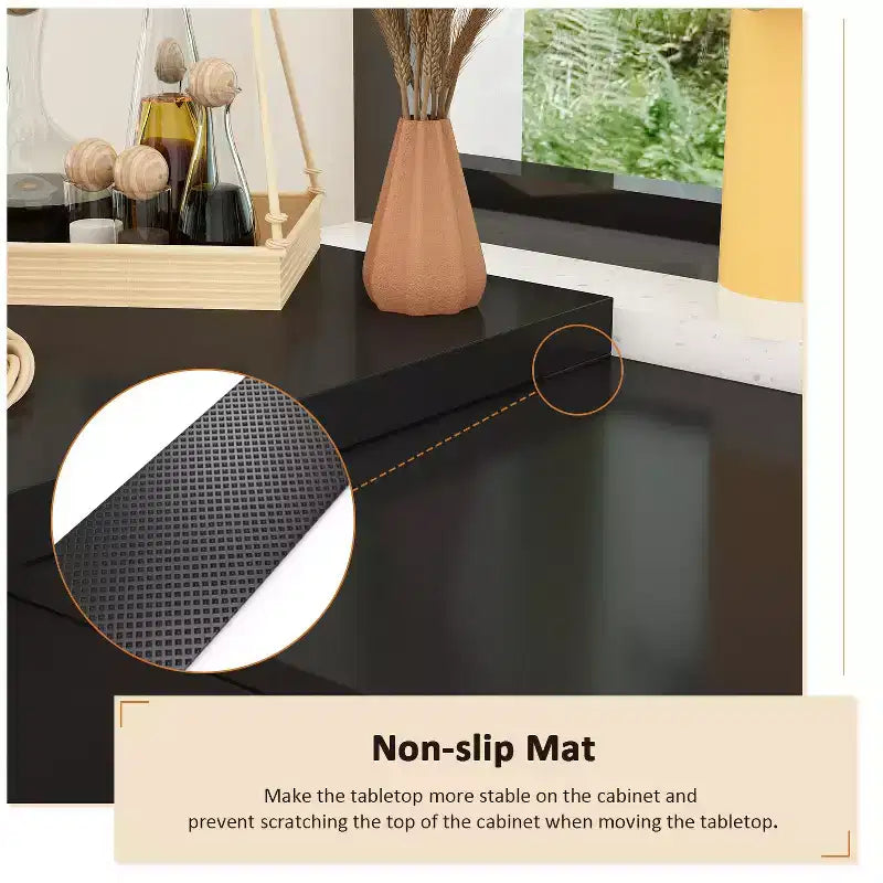 Desserte de buffet intelligente rotative/extensible avec 6 tiroirs, plan de travail étendu, tapis antidérapant – Sanzelize Design
