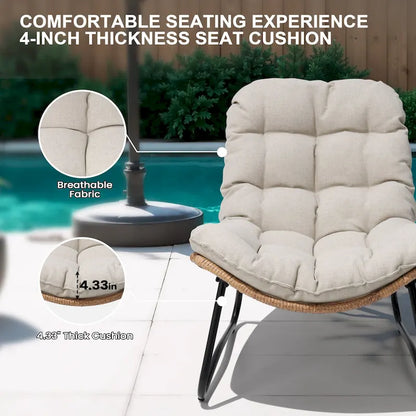Chaises de jardin Papasan avec coussin, confortables, en rotin PE, avec table d'appoint – Sanzelize Design