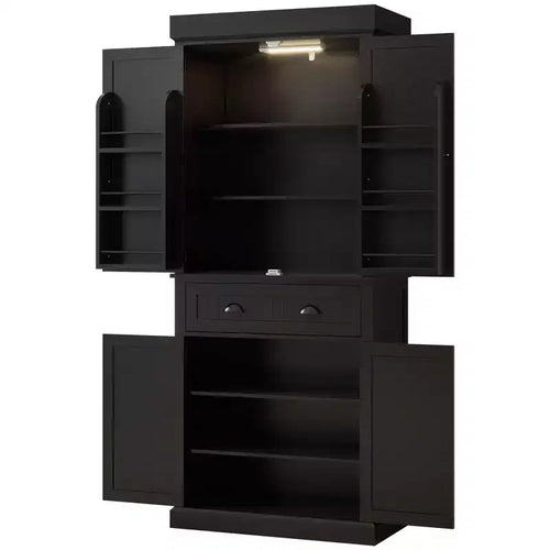 Garde-manger de cuisine de 180 cm avec lumières DEL, 6 tablettes de porte, un tiroir et 4 tablettes réglables – Sanzelize Design