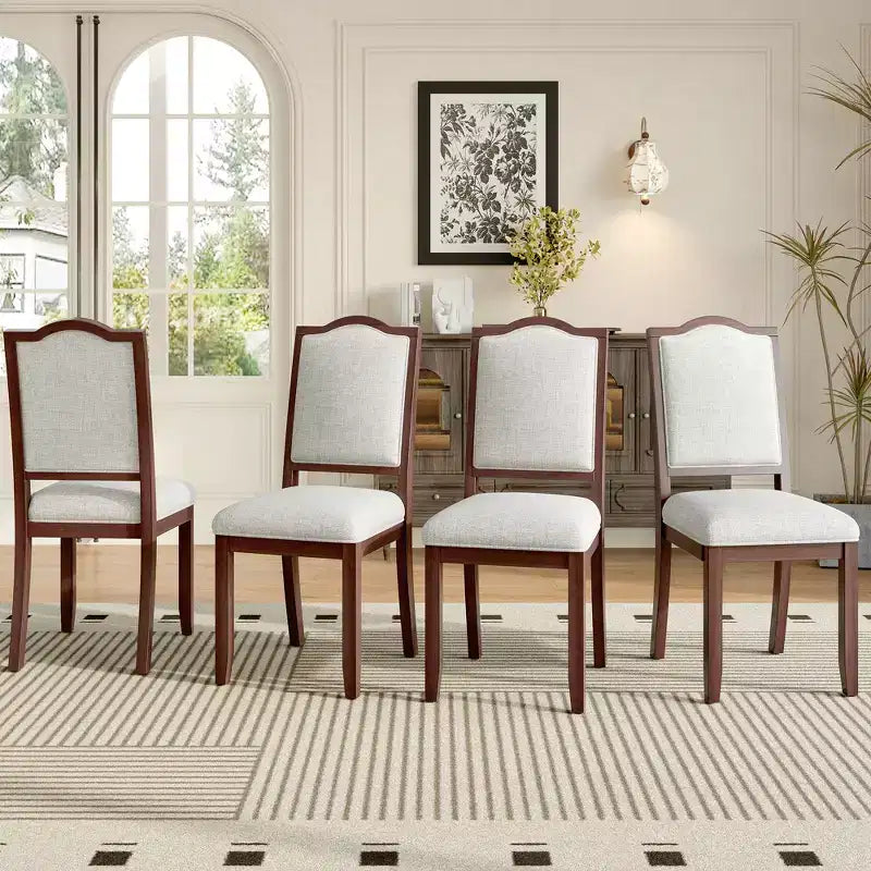 Lot de 4 chaises de salle à manger de style ferme avec dossier haut et assise rembourrée – Sanzelize Design