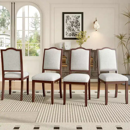 Lot de 4 chaises de salle à manger de style ferme avec dossier haut et assise rembourrée – Sanzelize Design