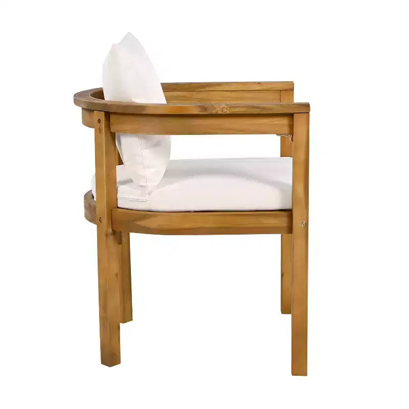 Ensemble de salle à manger d'extérieur rustique Irene 9 pièces en bois d'acacia avec chaises à dossier incurvé et – Sanzelize Design
