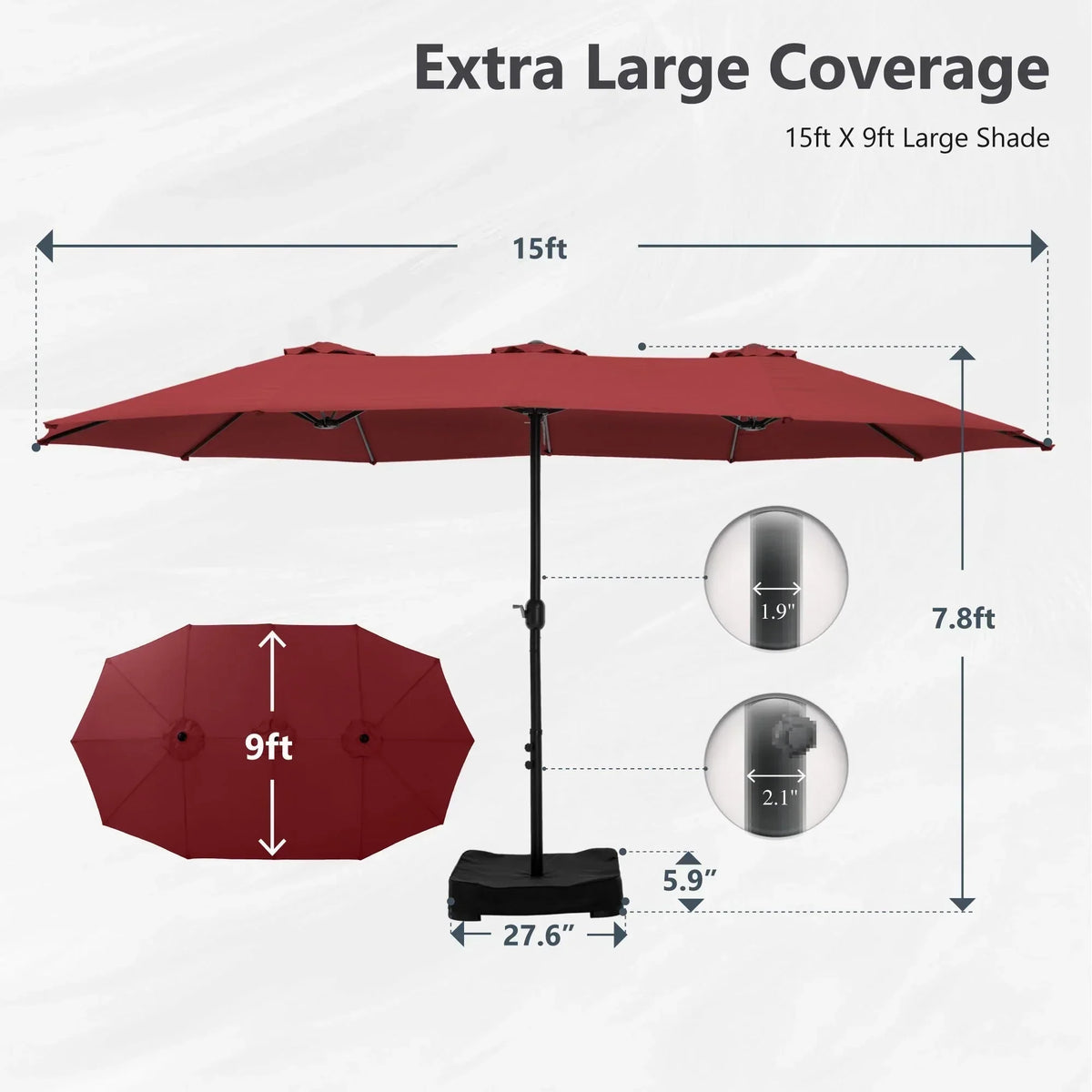 Grand Parasol Double Face de 4,5 m avec Base Incluse pour terrasse – Sanzelize Design