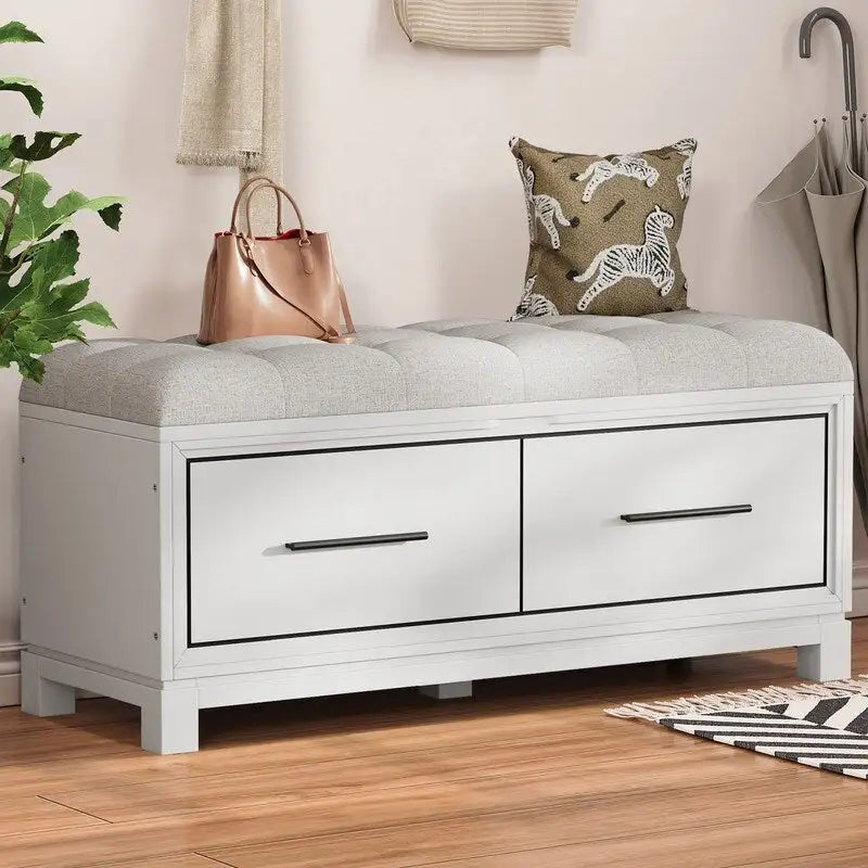 Banc à chaussures avec coussin amovible et rangement dissimulé pour l'entrée et le salon – Sanzelize Design