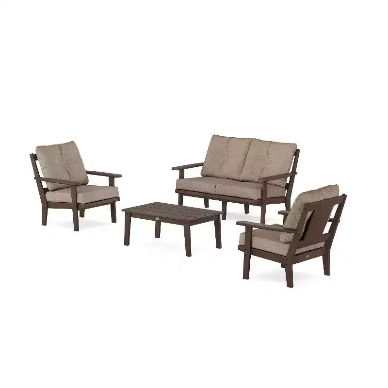 Ensemble de conversation d'extérieur 4 pièces Prairie Deep Seating avec causeuse – Sanzelize Design