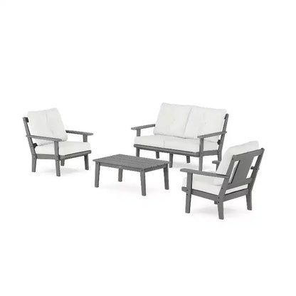 Ensemble de conversation d'extérieur 4 pièces Prairie Deep Seating avec causeuse – Sanzelize Design