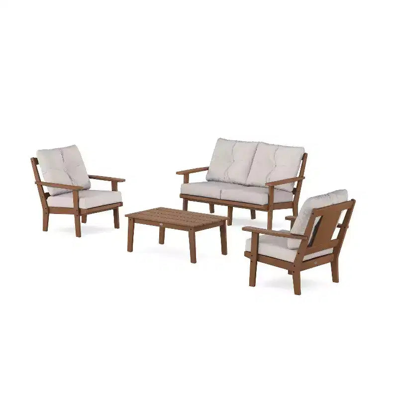 Ensemble de conversation d'extérieur 4 pièces Prairie Deep Seating avec causeuse – Sanzelize Design