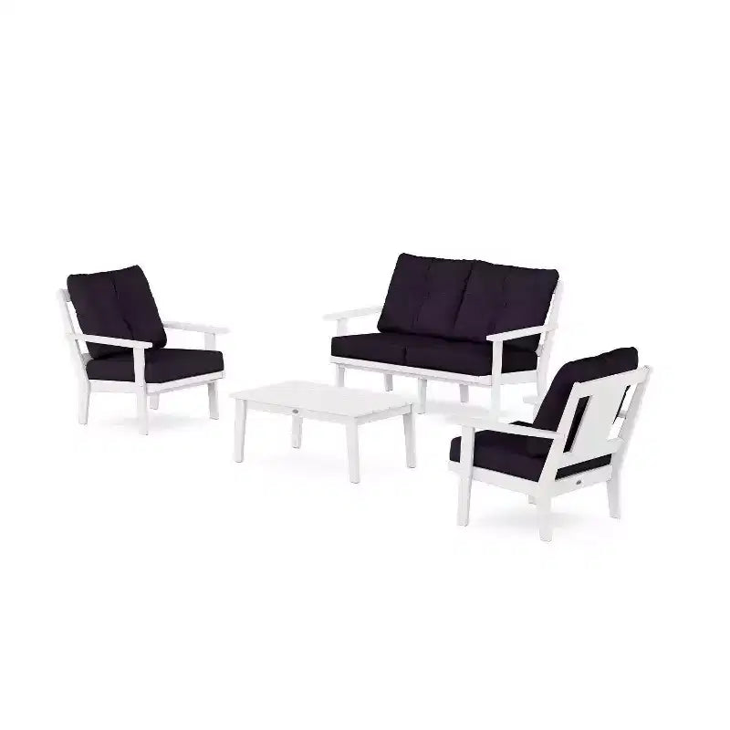 Ensemble de conversation d'extérieur 4 pièces Prairie Deep Seating avec causeuse – Sanzelize Design