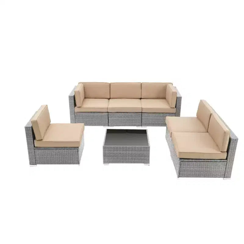 Ensemble de conversation d'extérieur 7 pièces en osier – Sanzelize Design