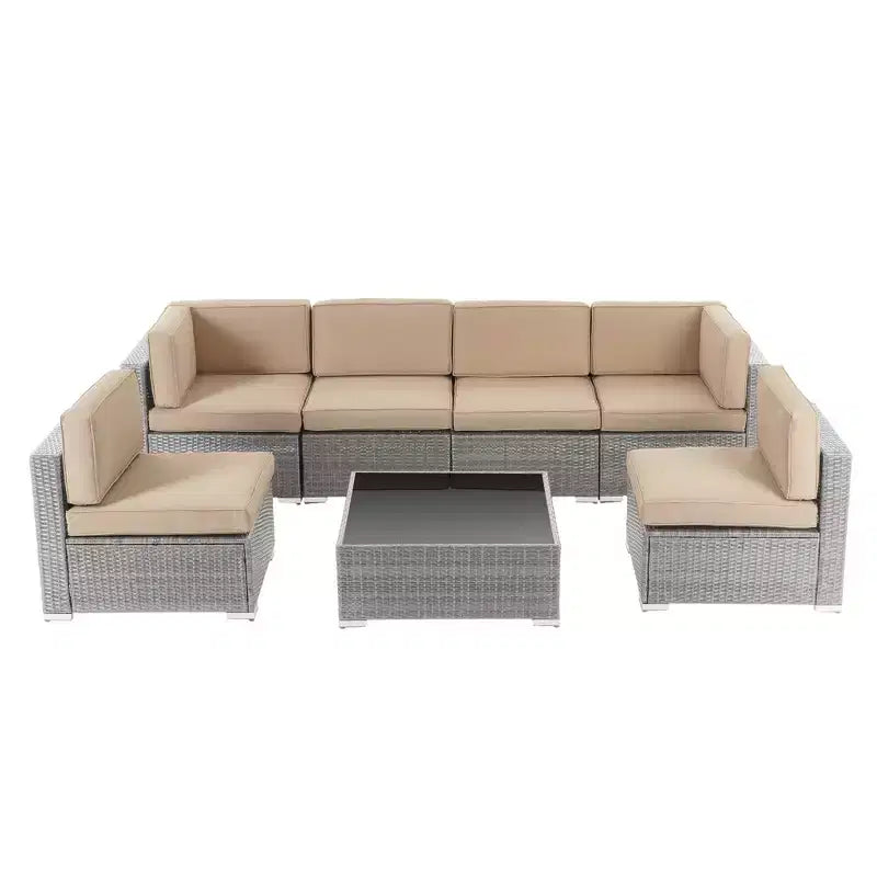 Ensemble de conversation d'extérieur 7 pièces en osier – Sanzelize Design