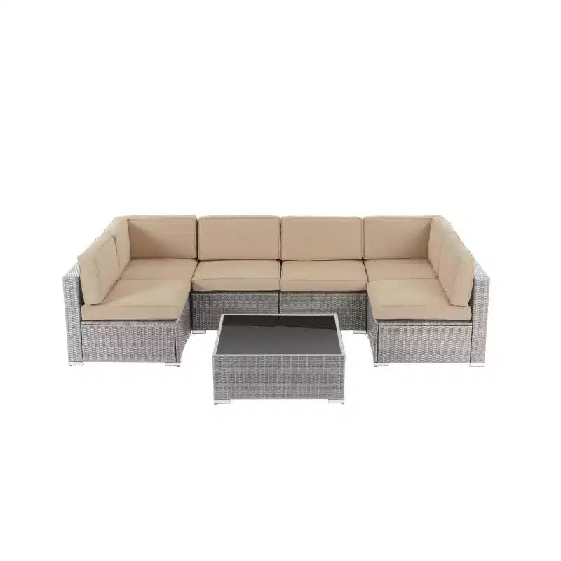 Ensemble de conversation d'extérieur 7 pièces en osier – Sanzelize Design