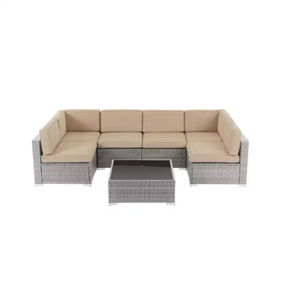 Ensemble de conversation d'extérieur 7 pièces en osier – Sanzelize Design