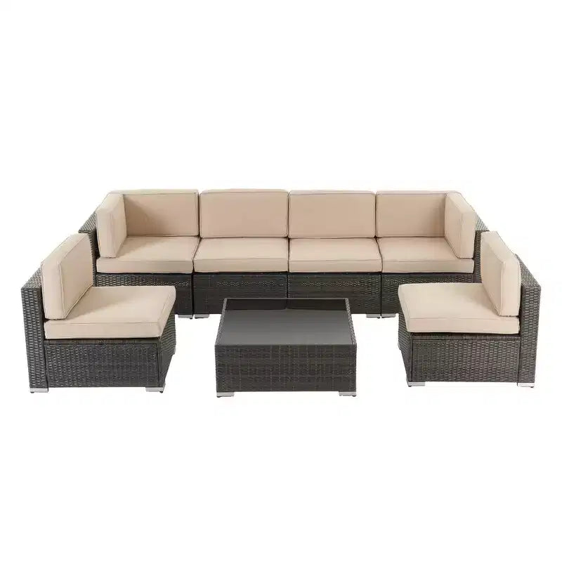 Ensemble de conversation d'extérieur 7 pièces en osier – Sanzelize Design