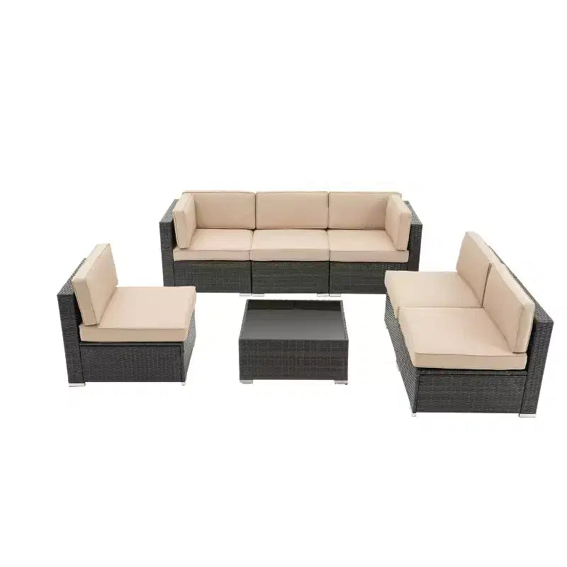 Ensemble de conversation d'extérieur 7 pièces en osier – Sanzelize Design