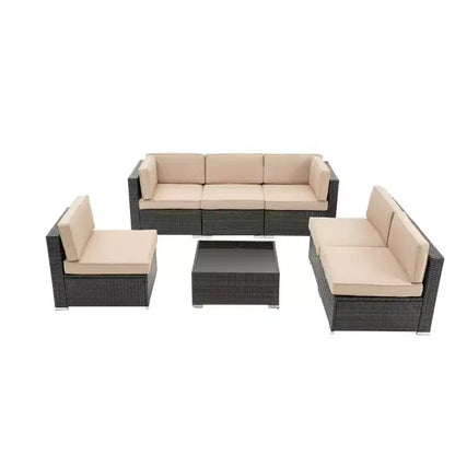 Ensemble de conversation d'extérieur 7 pièces en osier – Sanzelize Design