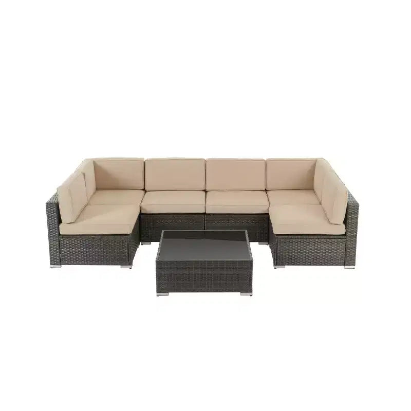Ensemble de conversation d'extérieur 7 pièces en osier – Sanzelize Design