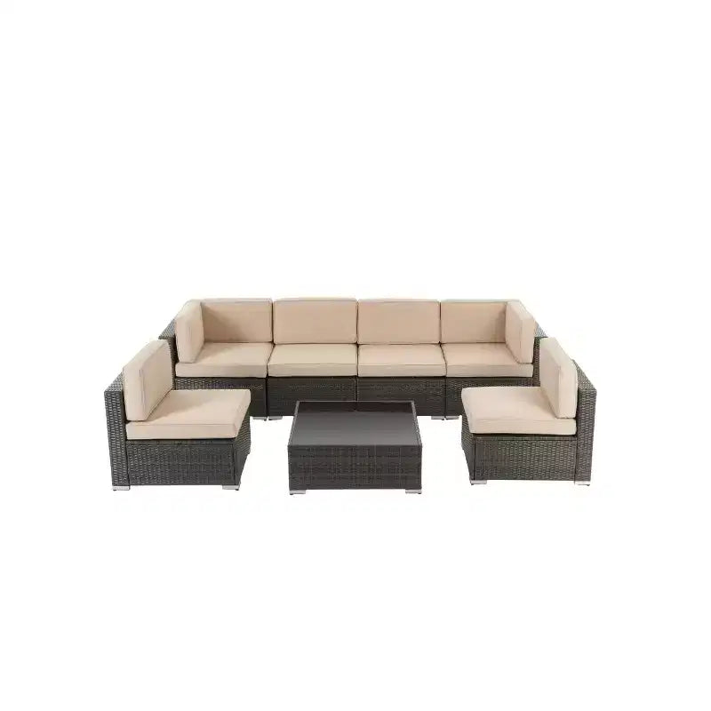 Ensemble de conversation d'extérieur 7 pièces en osier – Sanzelize Design