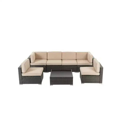 Ensemble de conversation d'extérieur 7 pièces en osier – Sanzelize Design