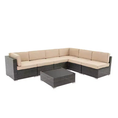 Ensemble de conversation d'extérieur 7 pièces en osier – Sanzelize Design