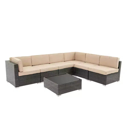 Ensemble de conversation d'extérieur 7 pièces en osier – Sanzelize Design