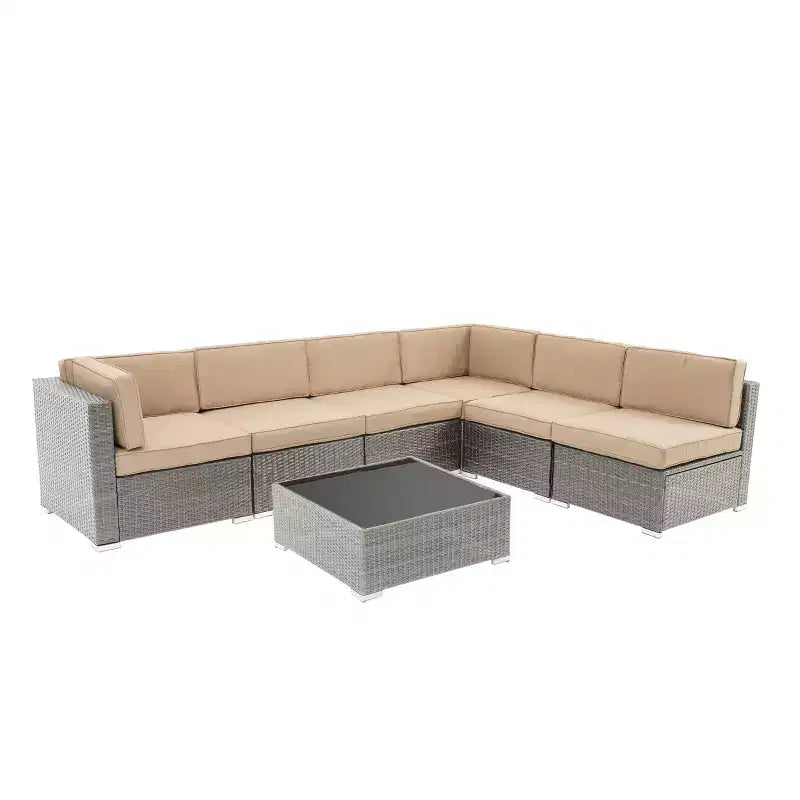 Ensemble de conversation d'extérieur 7 pièces en osier – Sanzelize Design