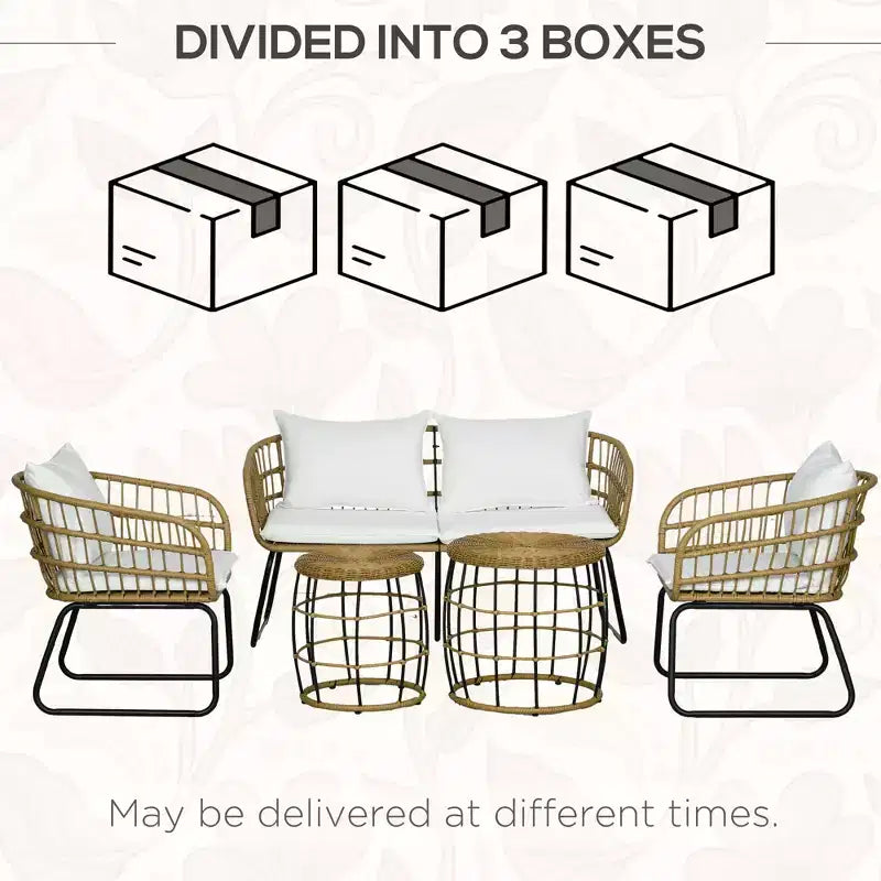 Ensemble de mobilier d'extérieur 5 pièces en rotin PE avec chaises rembourrées – Sanzelize Design