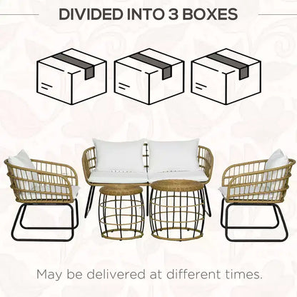 Ensemble de mobilier d'extérieur 5 pièces en rotin PE avec chaises rembourrées – Sanzelize Design