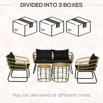 Ensemble de mobilier d'extérieur 5 pièces en rotin PE avec chaises rembourrées – Sanzelize Design