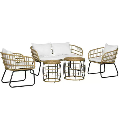 Ensemble de mobilier d'extérieur 5 pièces en rotin PE avec chaises rembourrées – Sanzelize Design