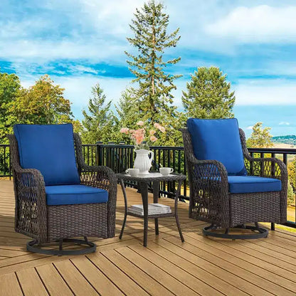 Ensemble de jardin 3 pièces d'extérieur avec fauteuils à bascule pivotants à 360 degrés – Sanzelize Design