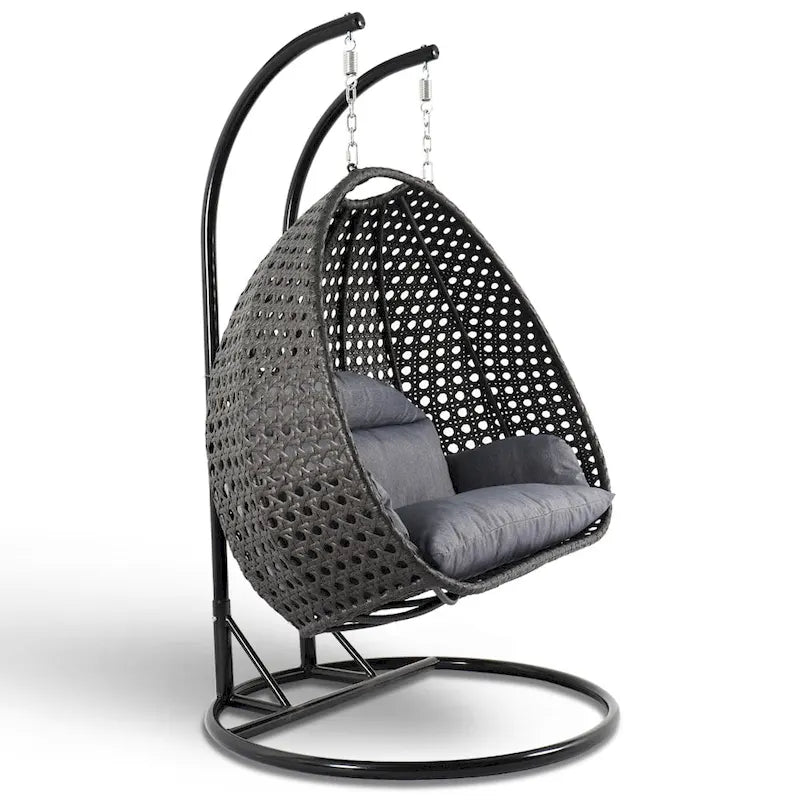 Fauteuil suspendu œuf 2 places avec support - Balançoire / hamac de jardin en rotin osier pour extérieur/intérieur avec – Sanzelize Design